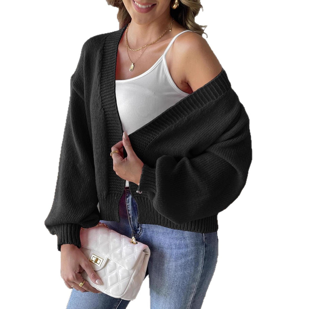 Femme Woolen Cardigan Sweater European And American Vêtements Automne et hiver Lanterne S