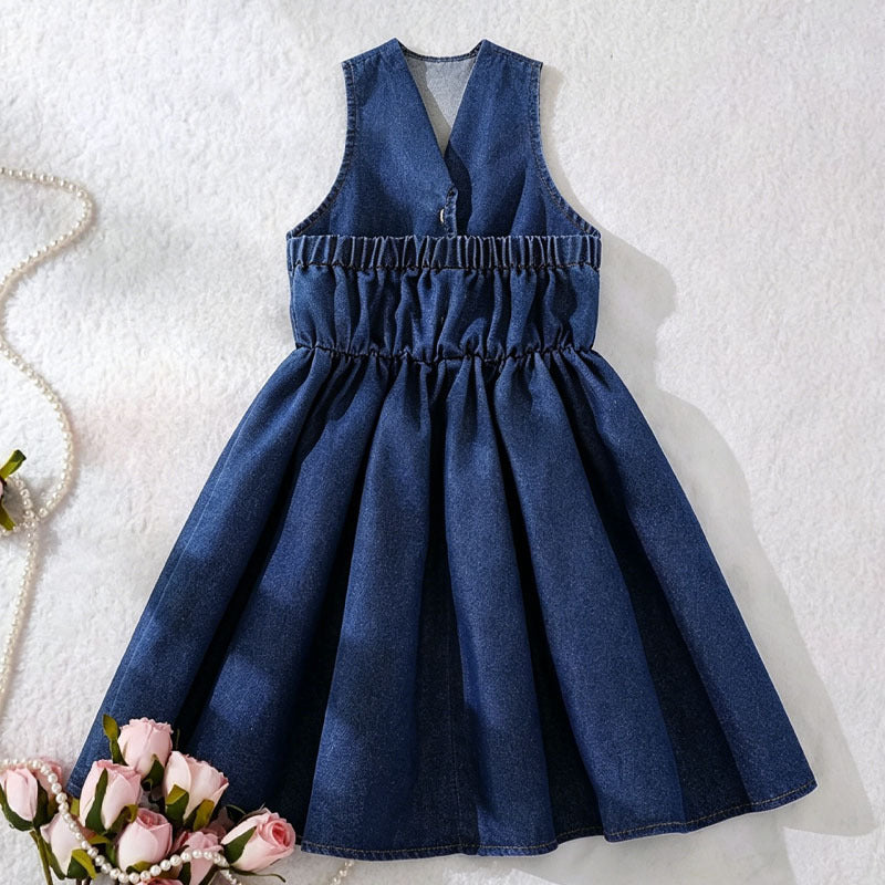 Ensemble de robes Denim Lapel-Style pour filles