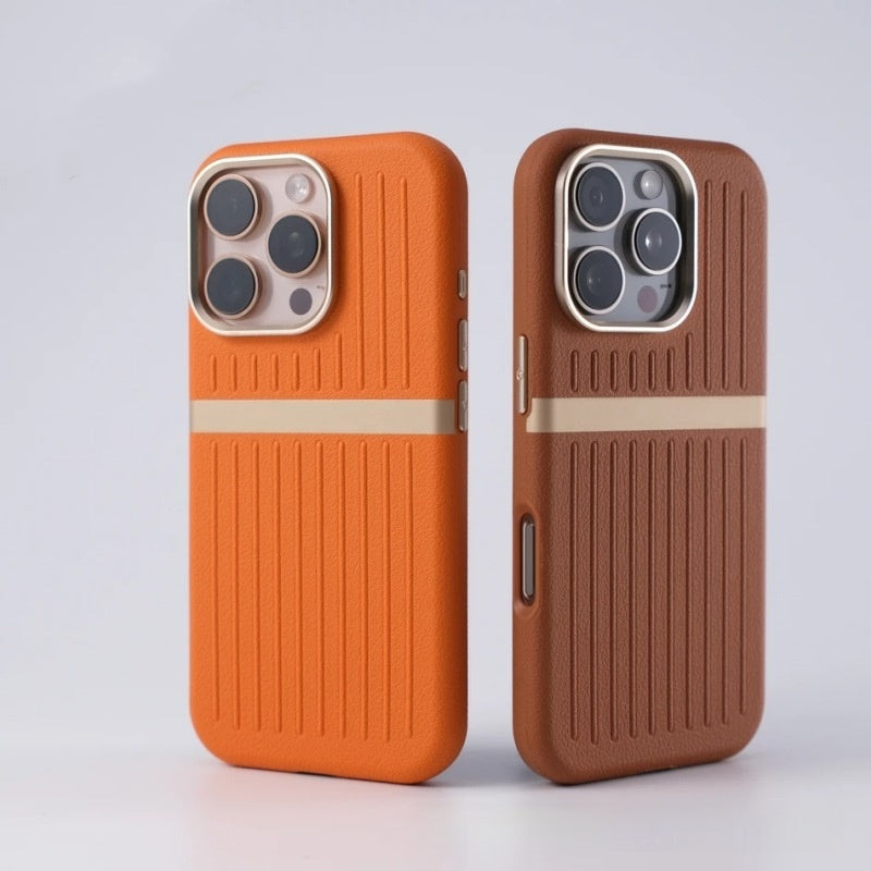 Cas de téléphone magnétique ondulée Cas de téléphone en cuir de bureau