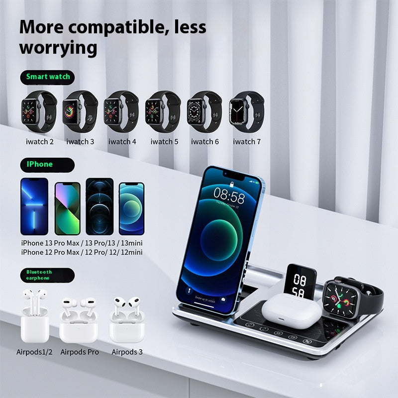 Wireless Multifunctional Foldable Fast Charging Mobile Phone Alarm Clock
