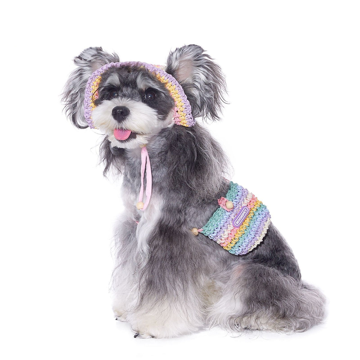 Woven Sun Hat Summer Petit chien Yorkshire Bichon Voyage style sac de voyage