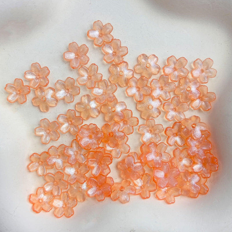 11mm Perles de fleur en acrylique 5-Petal Glitter