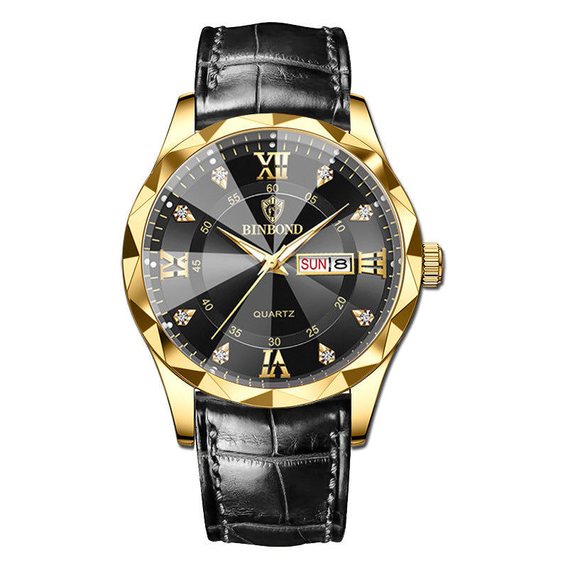 Véritable montre Quartz d'étudiant homme en cuir imperméable à l'eau