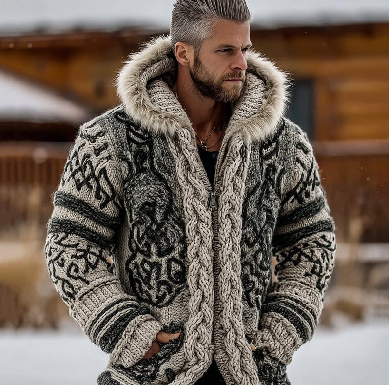 Veste double poche à fermeture éclair style Viking pour hommes
