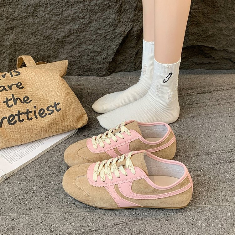 Femmes Contraste panneau Suede Retro Sneakers