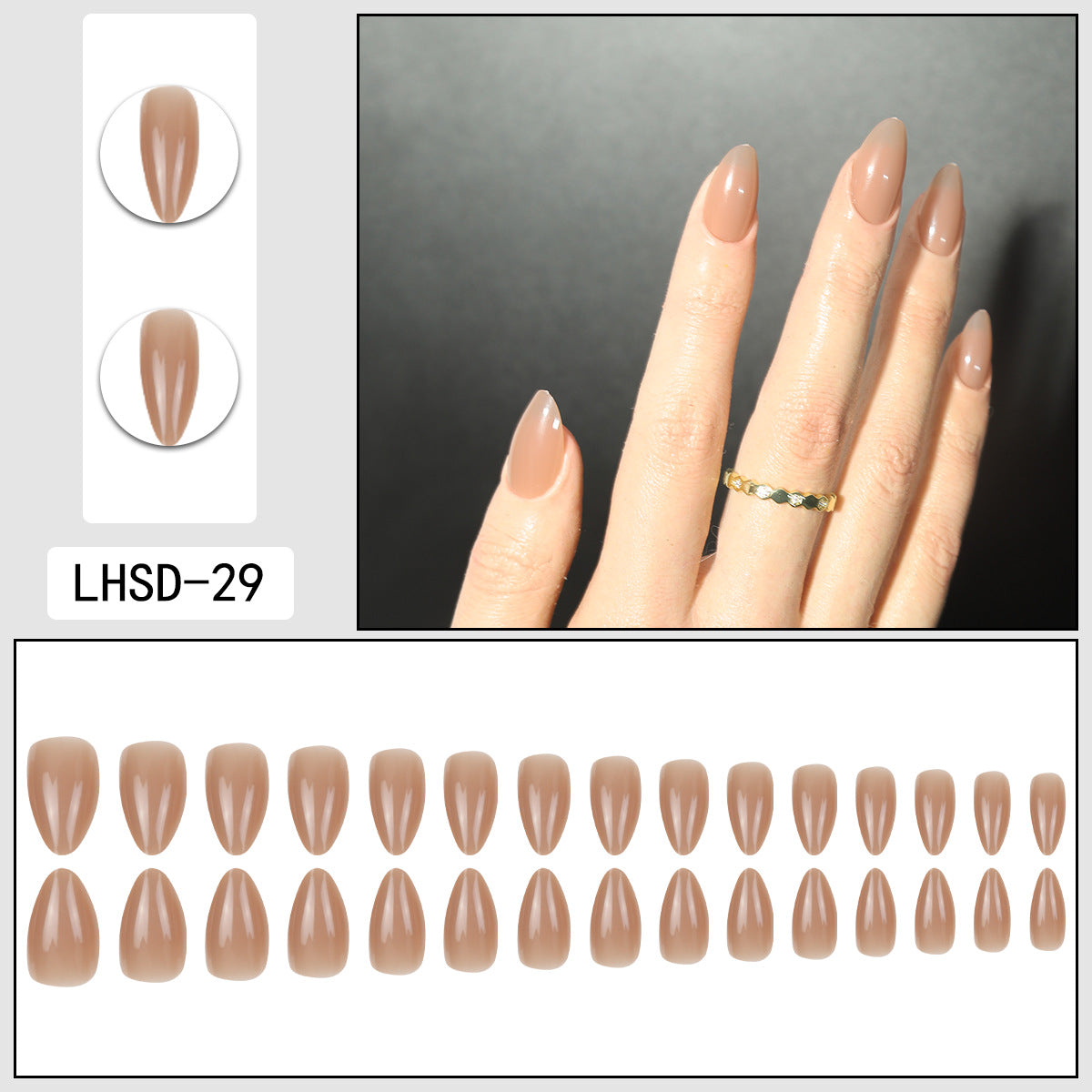 Femmes Glossy Portable Nails artificiels de couleur solide