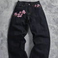 Vintage Jeans denim brodés à cerise-blossom