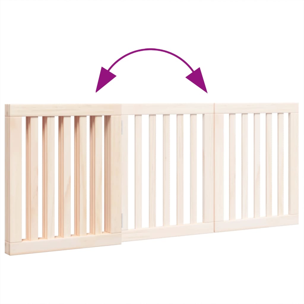 Foldable 3-Panel Dog Gate 150 cm Poplar Wood