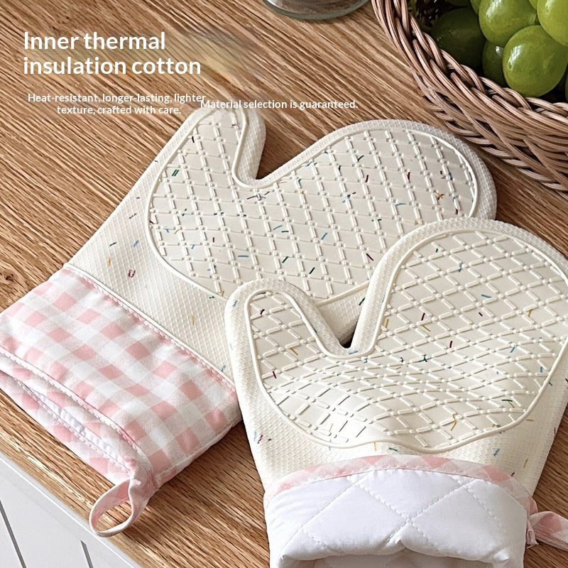 Gants isolants en silicone Gants de cuisine antidérapants résistant à la chaleur à deux doigts