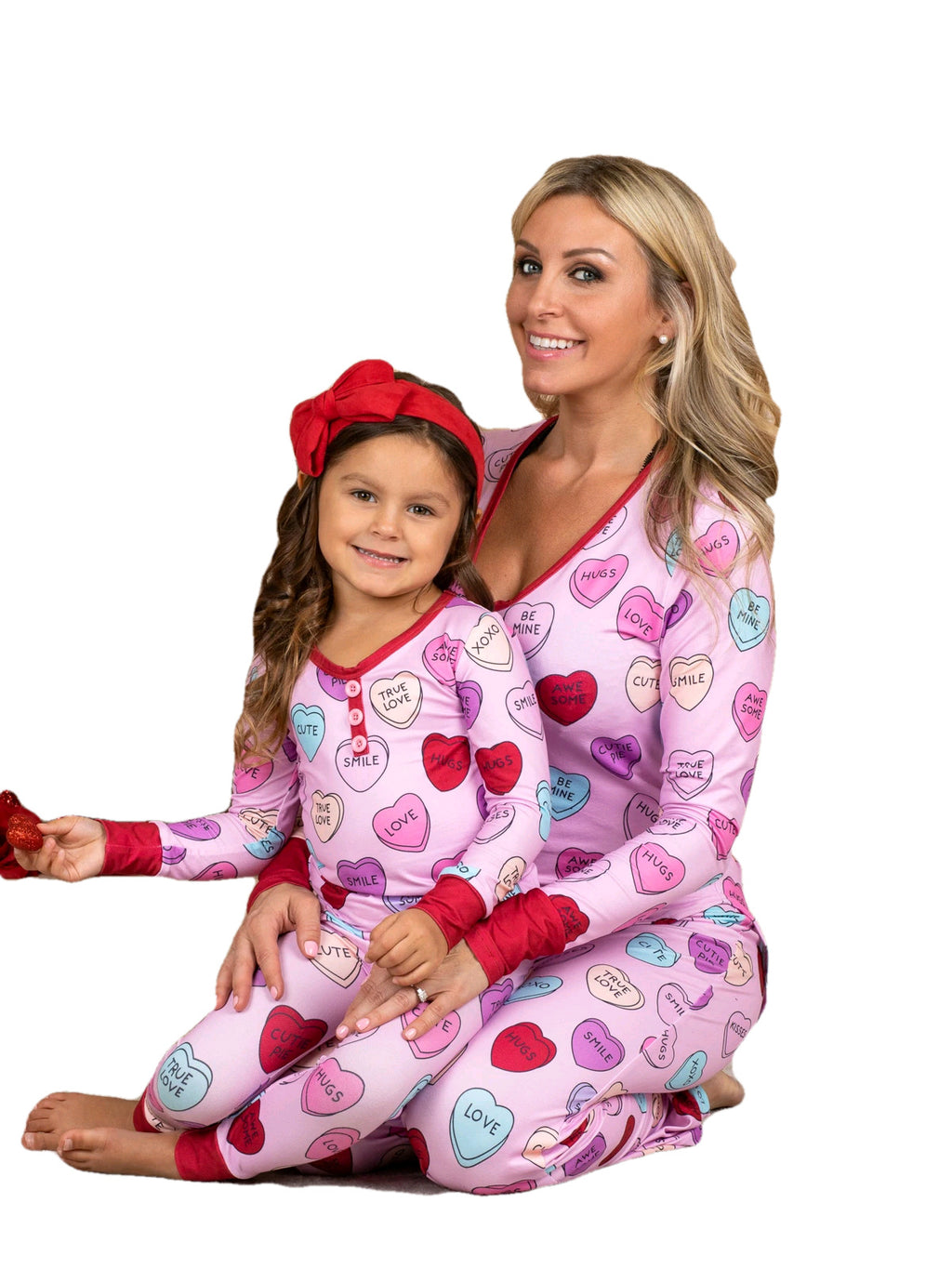 Valentine Day Love Print Casual Home Pajamas Parent Child Set
