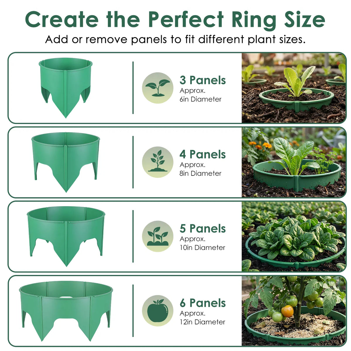 6Pcs/12Pcs 10in Plantation Anneaux de culture réglables pour les plantes extérieures Interlocking PP Plant Pr
