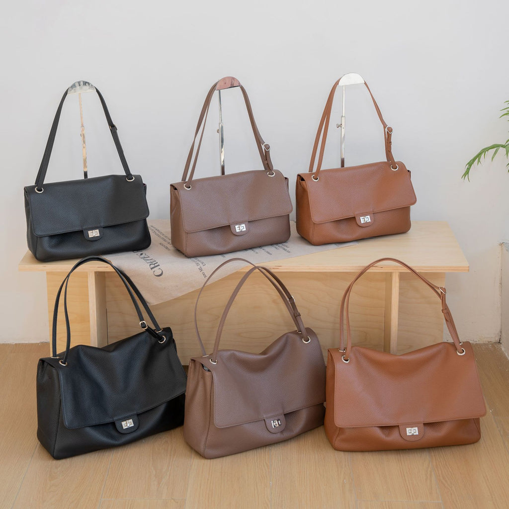Crossbody Full-grain Sac de navette en cuir élégant