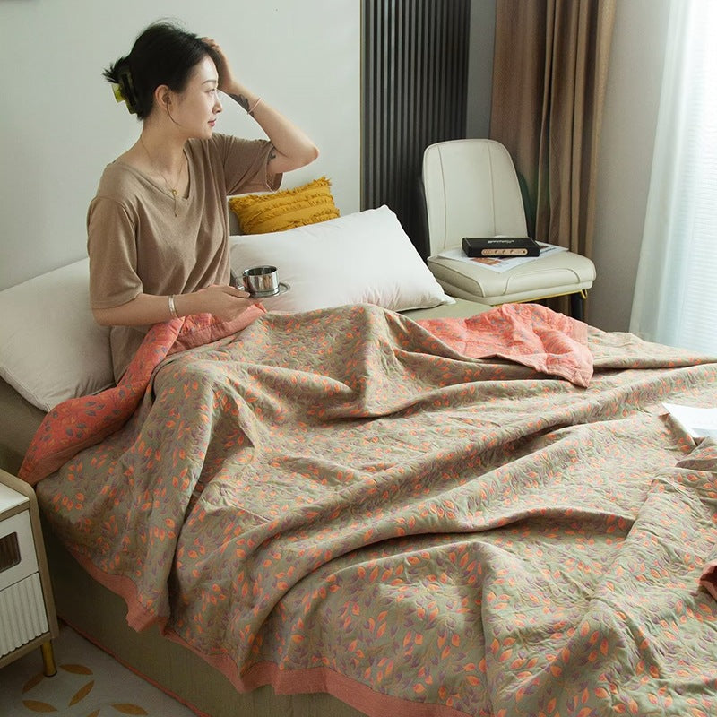 Pure Cotton Light Luxury Fil de trois couches Multi-fonctionnel Couverture Cotton Summer Qui