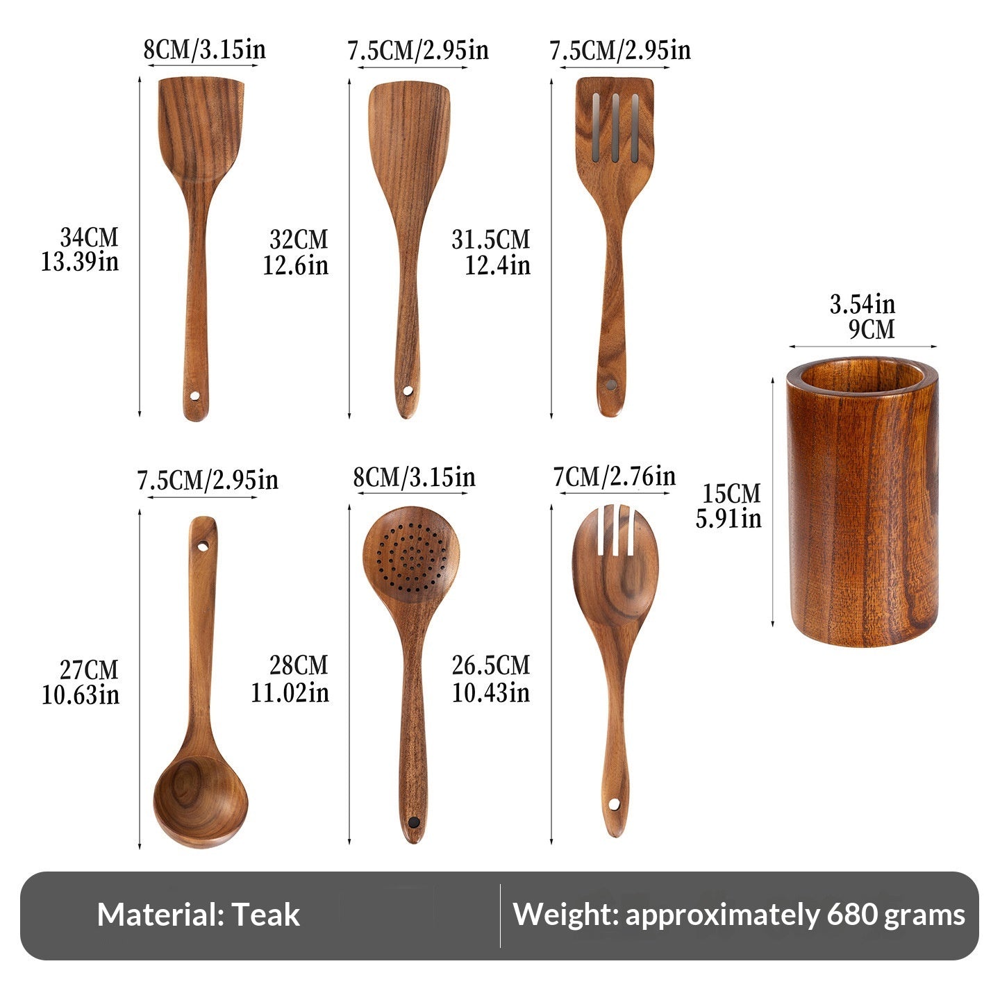 Ensemble de spatules en bois de teck