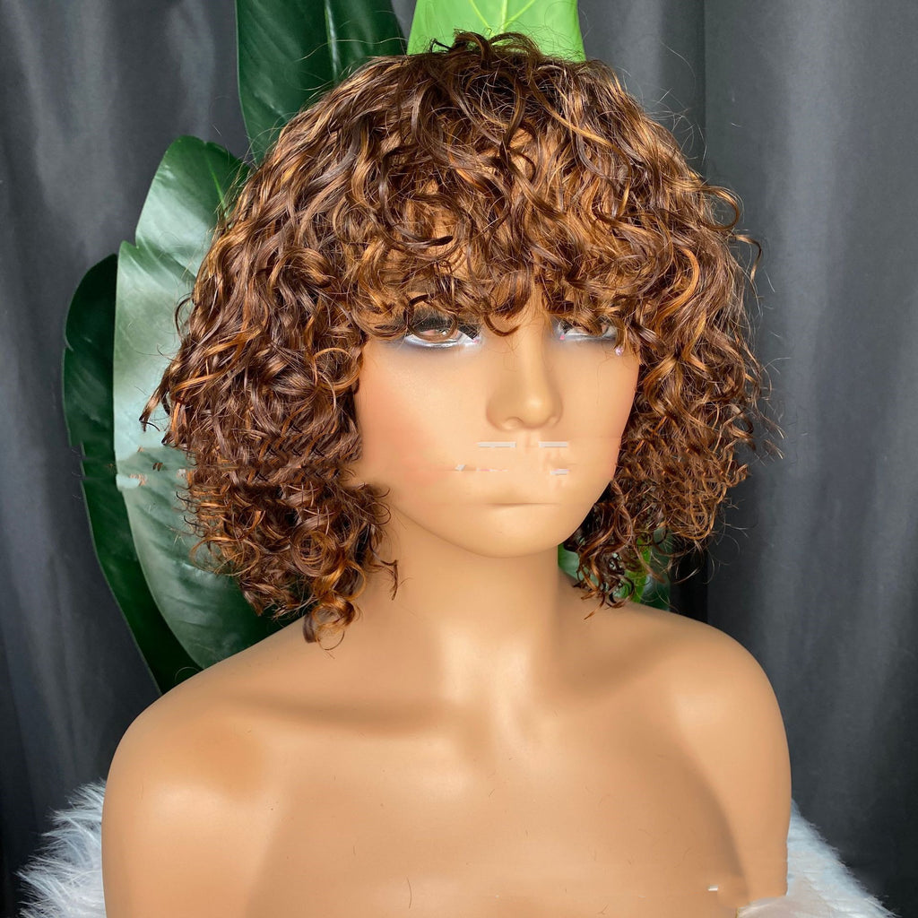 Perruque cheveux humains bouclée pleine machine