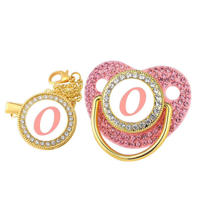 Diamond Baby Silica Gel Pacifier bébé avec diamant 26 lettres anglaises