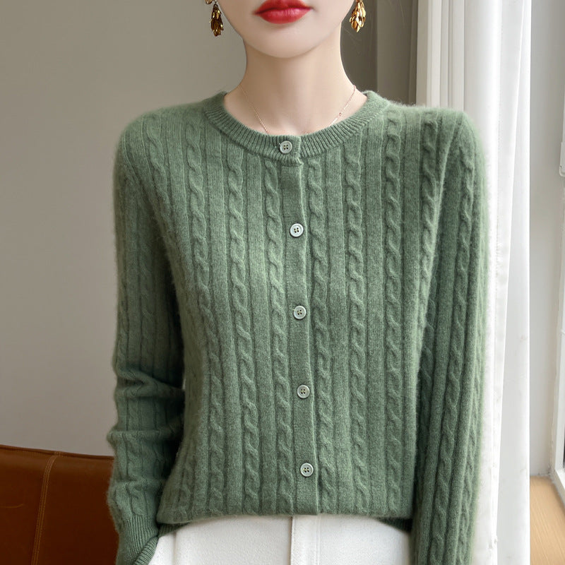 Chandail de câble bleu marine Cardigan câblé Veste ouverte de style court