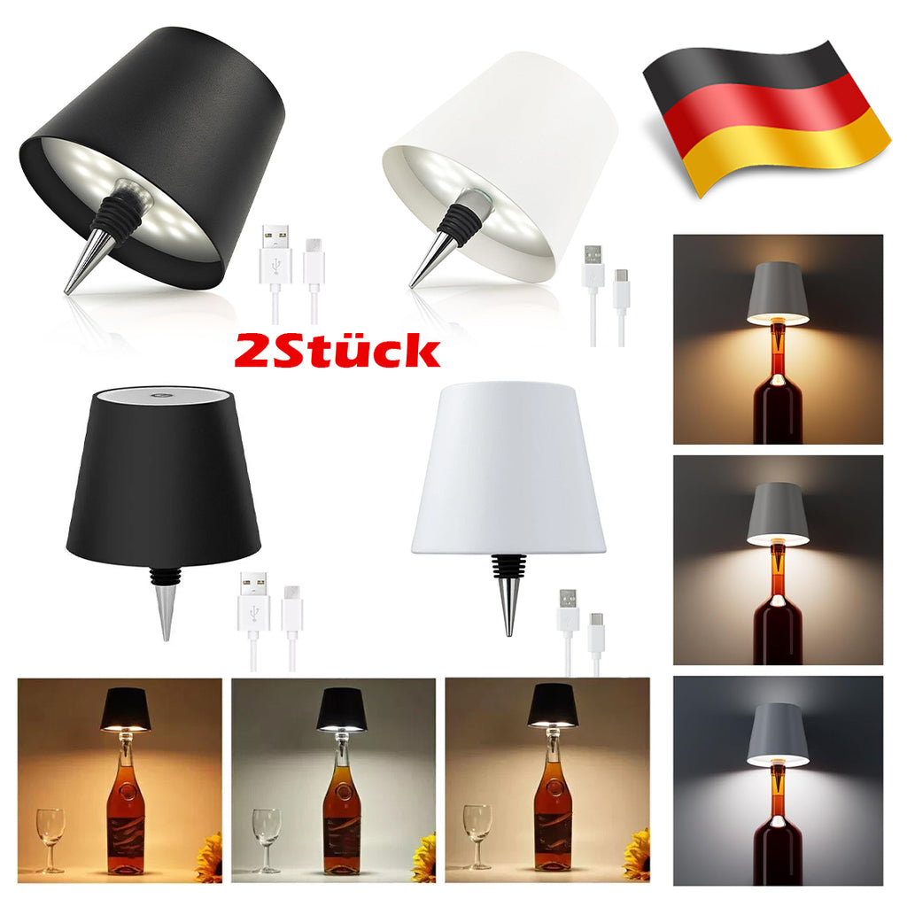 2 Pack LED bouteille de vin lumière touche variable 3 modes de couleur 1200mAh lampe de bouteille rechargeable
