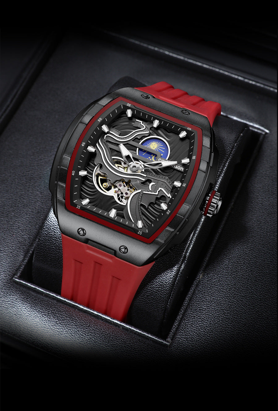 Montre automatique Hollow Homme Montre mécanique étanche lumineuse