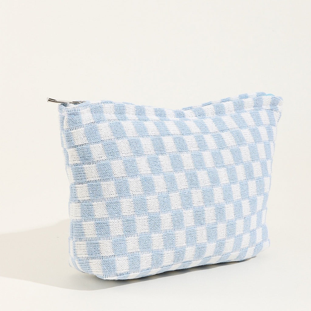 Sac de maquillage de tableau de vérification de fils de grande capacité