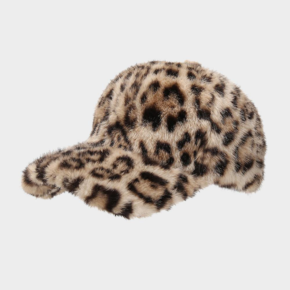 Retro Plush Leopard imprimé chaud Casquette de baseball en style coréen. Élégant et Versa