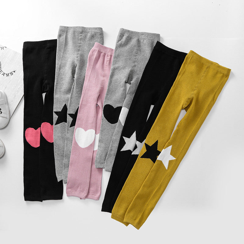 Printemps et automne Coton Étoile Cinq-pointes Enfants Pantyhose mignon Tertiaire Couleur Gir