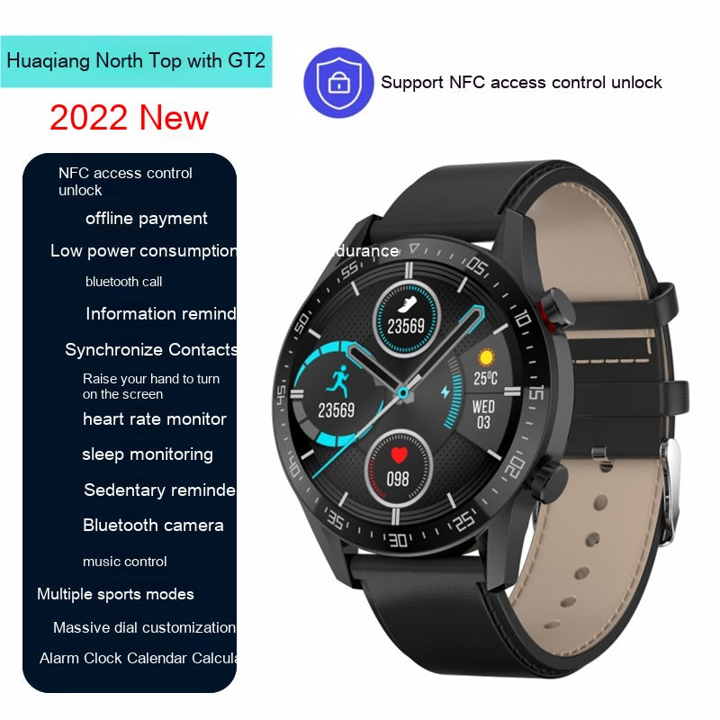 GT2 Smart Watch NFC Contrôle d'accès Bluetooth Appel Sports Waterproof Surveillance Heart Ra