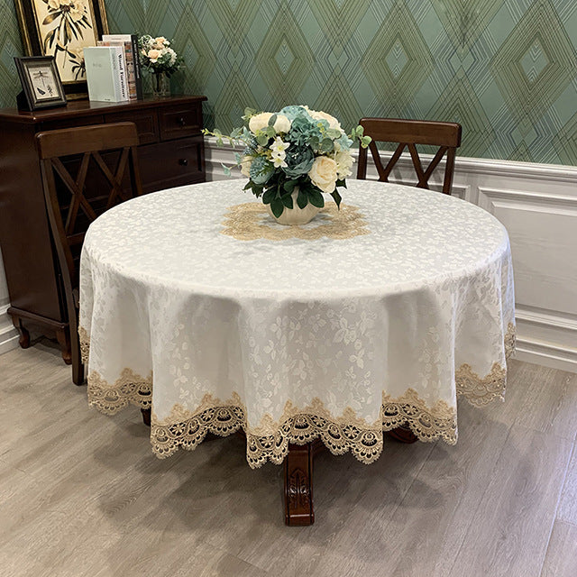 Dentelle ronde de style européen Couvercle de table simple de couleur solide