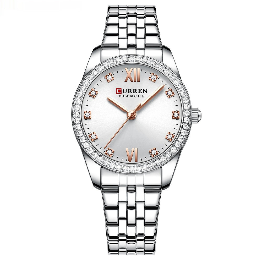 Simple waterproof women's watch with Roman numerals
