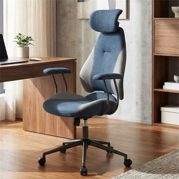 Chaise de bureau de blocage couleur bleu gris avec appuie-tête réglable 2D