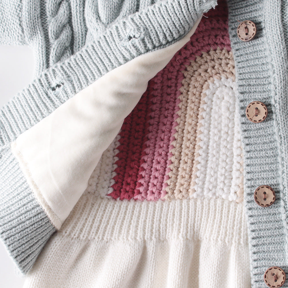 Chandail d'enfant Twist Knit Coat Top Cardigan tout-match