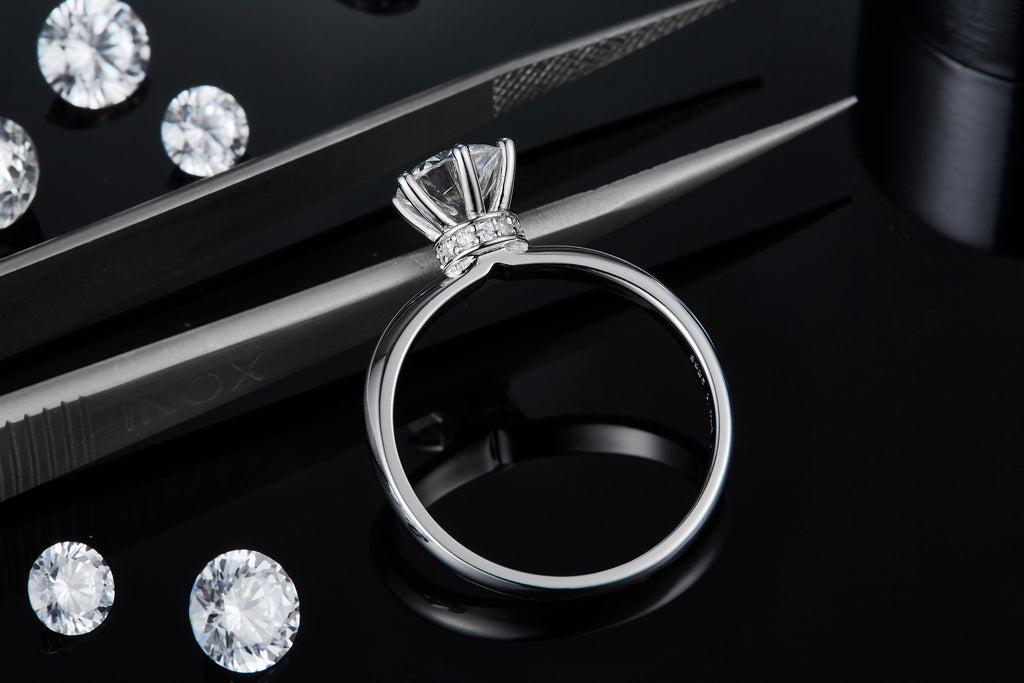 S925 Argent Sterling 1ct Moissanite bague de fiançailles