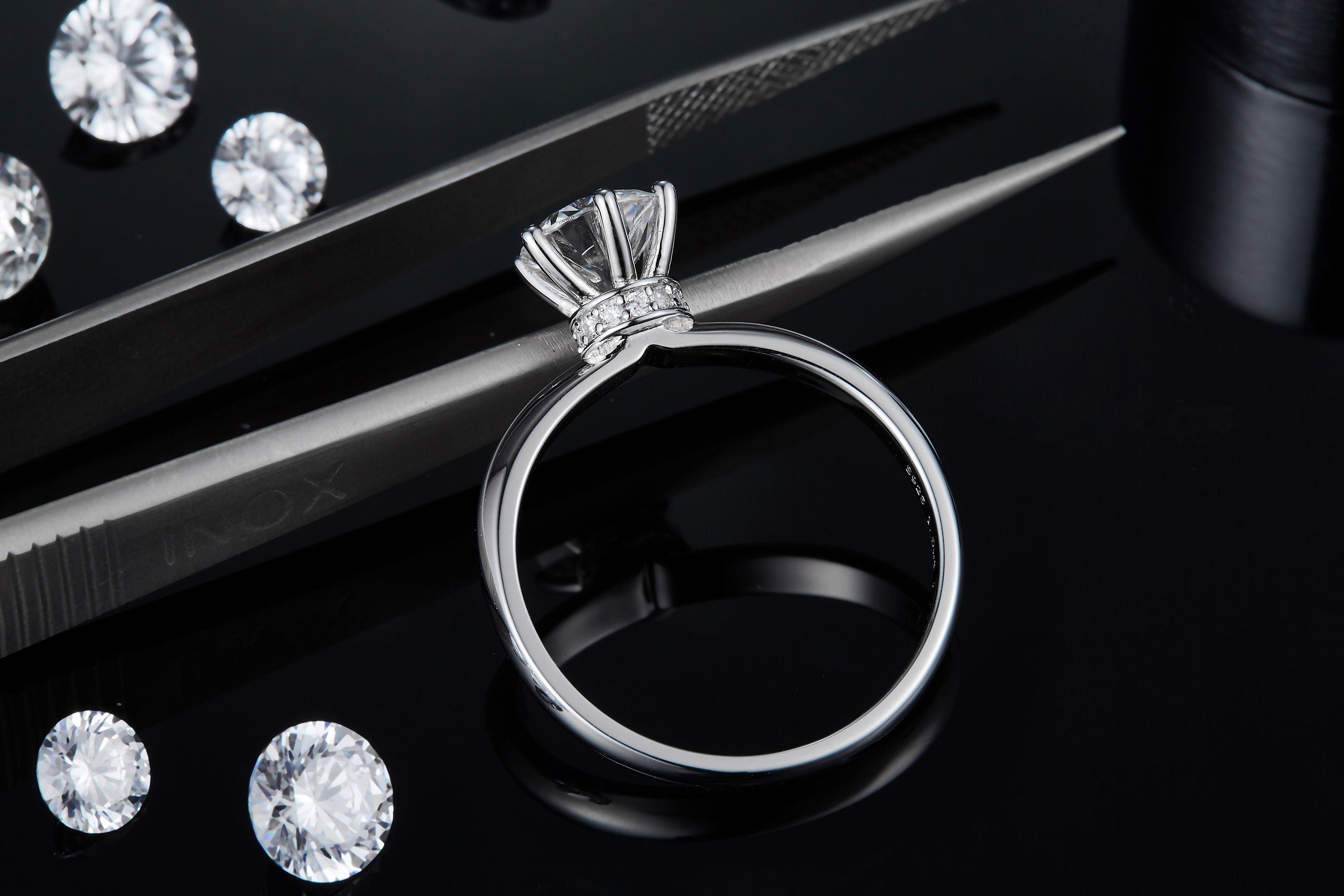 S925 Argent Sterling 1ct Moissanite bague de fiançailles