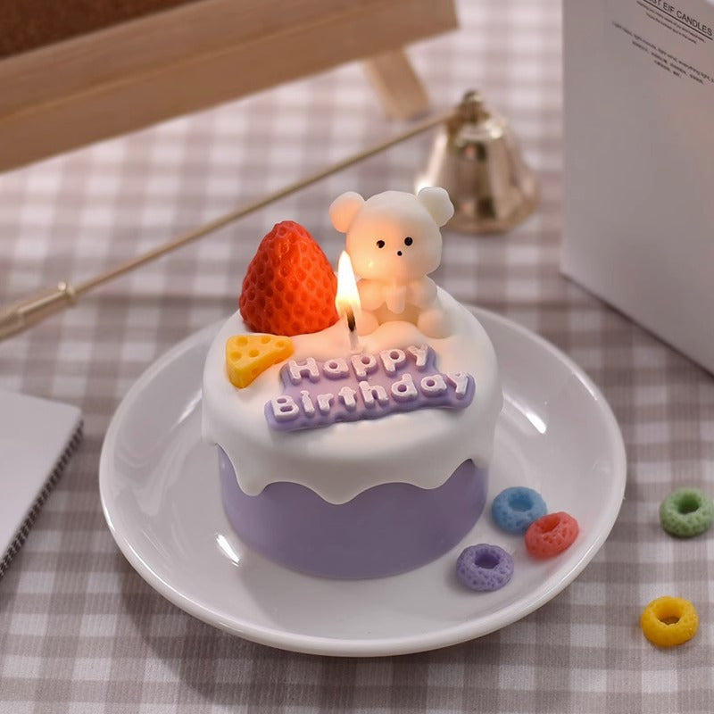 Bougie d'ours mignon Cake DIY Anniversaire Aromathérapie Bougie Silicone Moule de cuisson