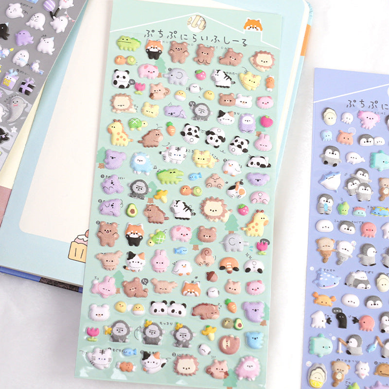 Caricature animal Mousse Particules Bubble Dstereo Phone Case Bricolage Sticker décoratif
