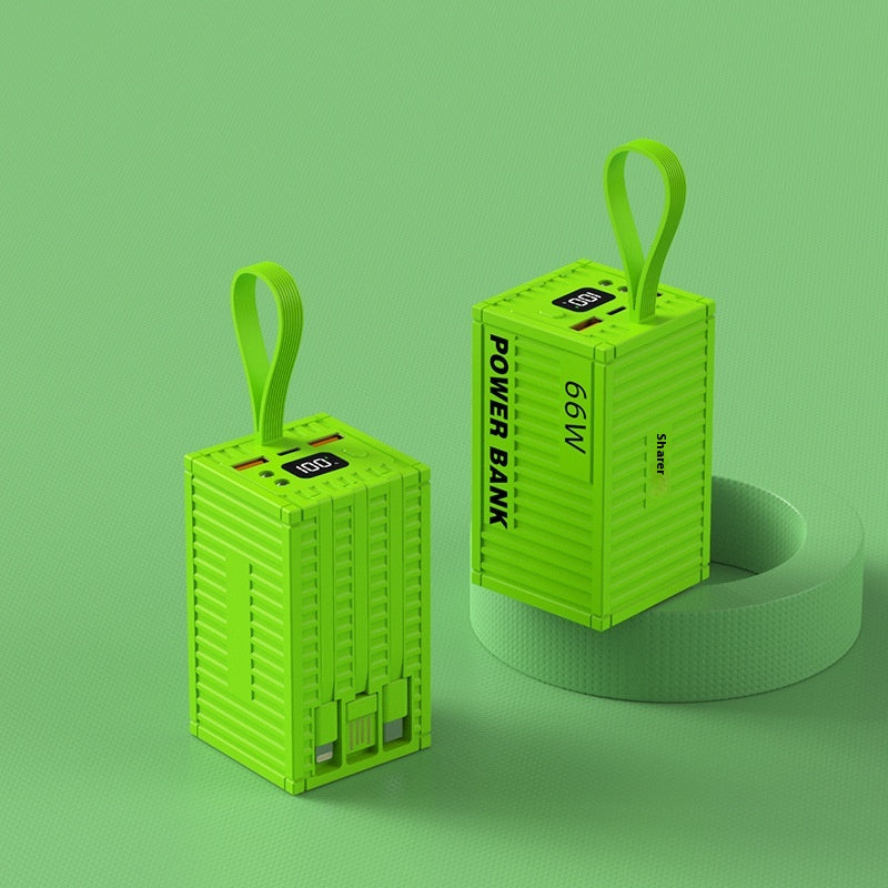 Conteneur de grande capacité créatif avec ligne 66W Super Fast Power Bank 20000 MA Mobile Powe