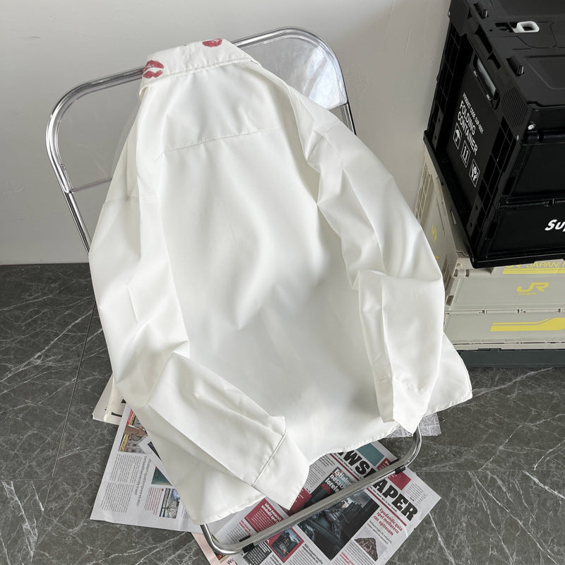 Hong Kong Style Boyfriend Inspiré Trendy Lip Imprimer la chemise