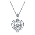 S925 Argent Sterling 0.5ct D Couleur VVS1 Collier Coeur de Moissanite 45cm Pav plaqué platine