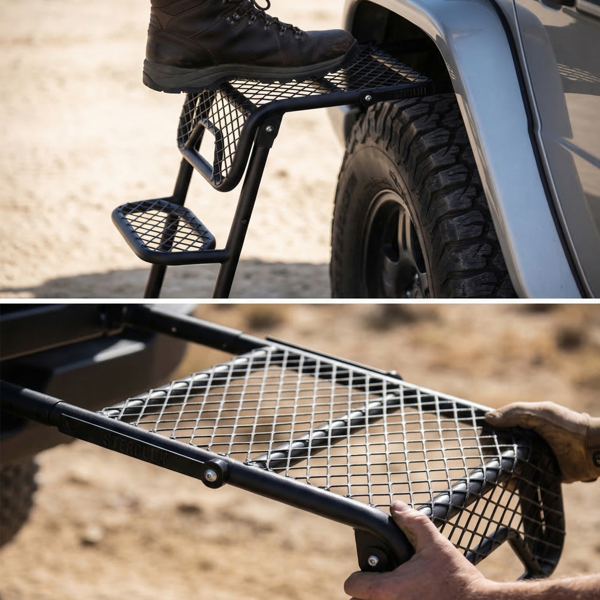 SUV pliable Étape d'accès au véhicule réglable à l'échelle des pneus pour camion VUS RV Offroad