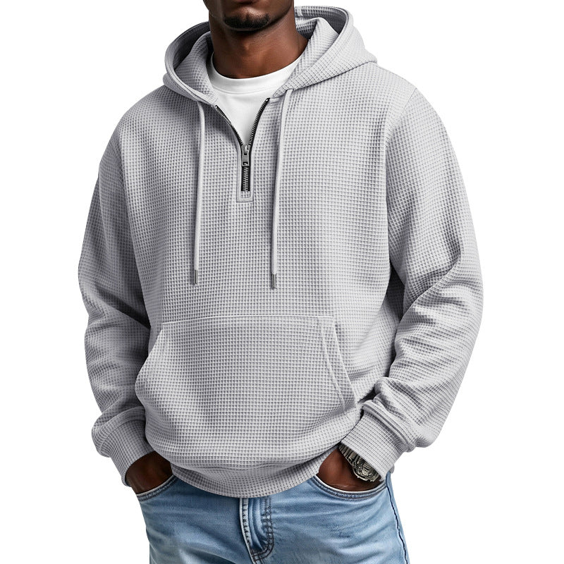 Hommes Waffle-weave demi-zip Hoodie