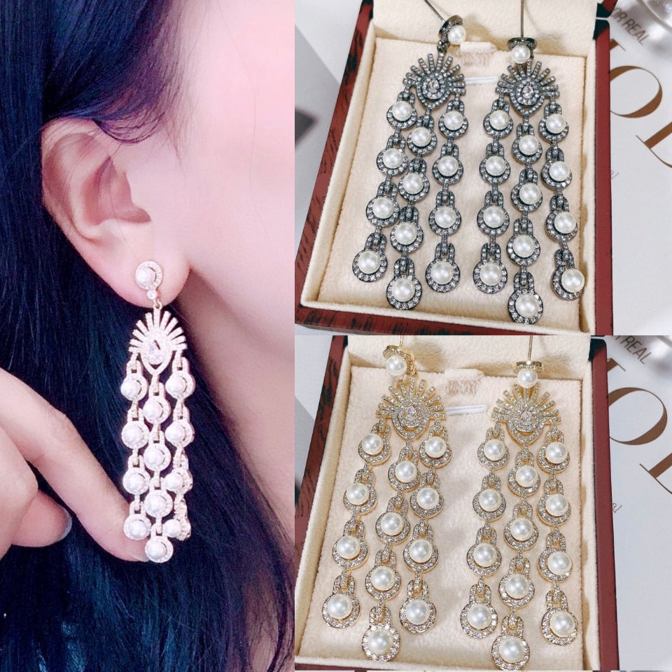 Boucles d'oreilles micro inlay Zircon style perles