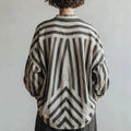 Chemise à manches longues en lin de coton imprimé rayé