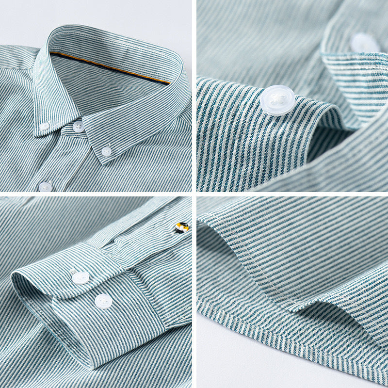 Manteau et chemise rayé gris et blanc style britannique