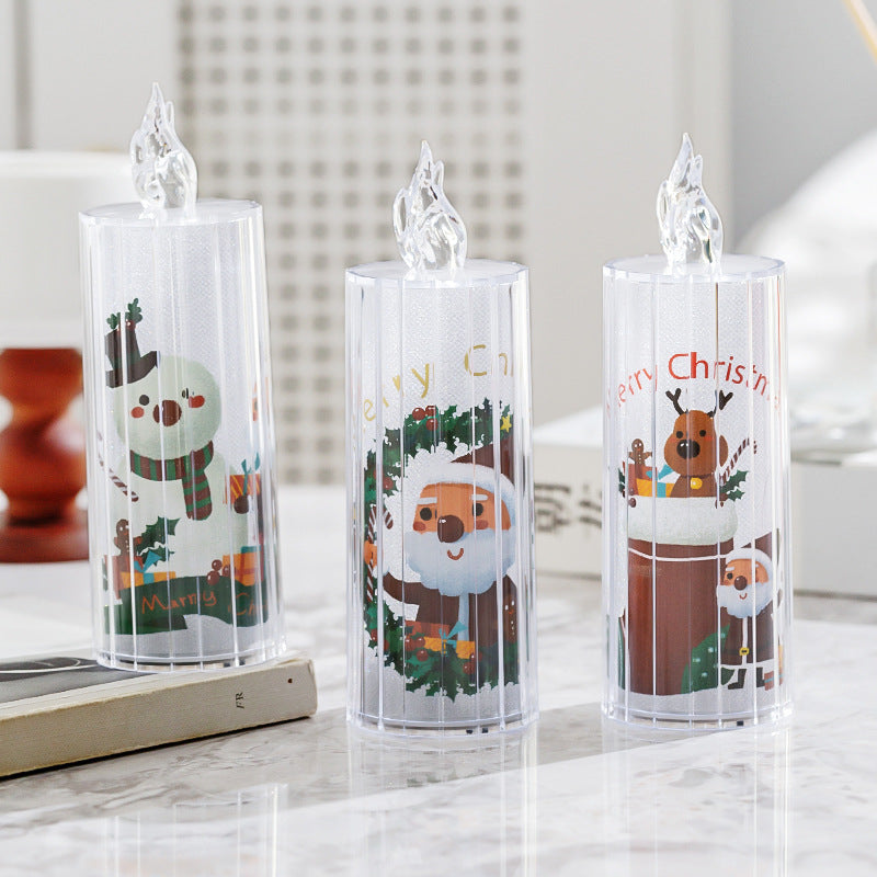 Décorations de Noël Verre transparent Led Simulation Bougies électroniques Robe de vacances