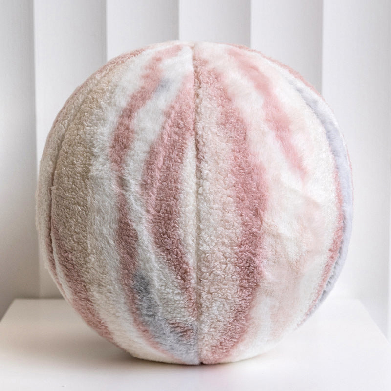 Oreiller sphérique rond en peluche de style crème ins