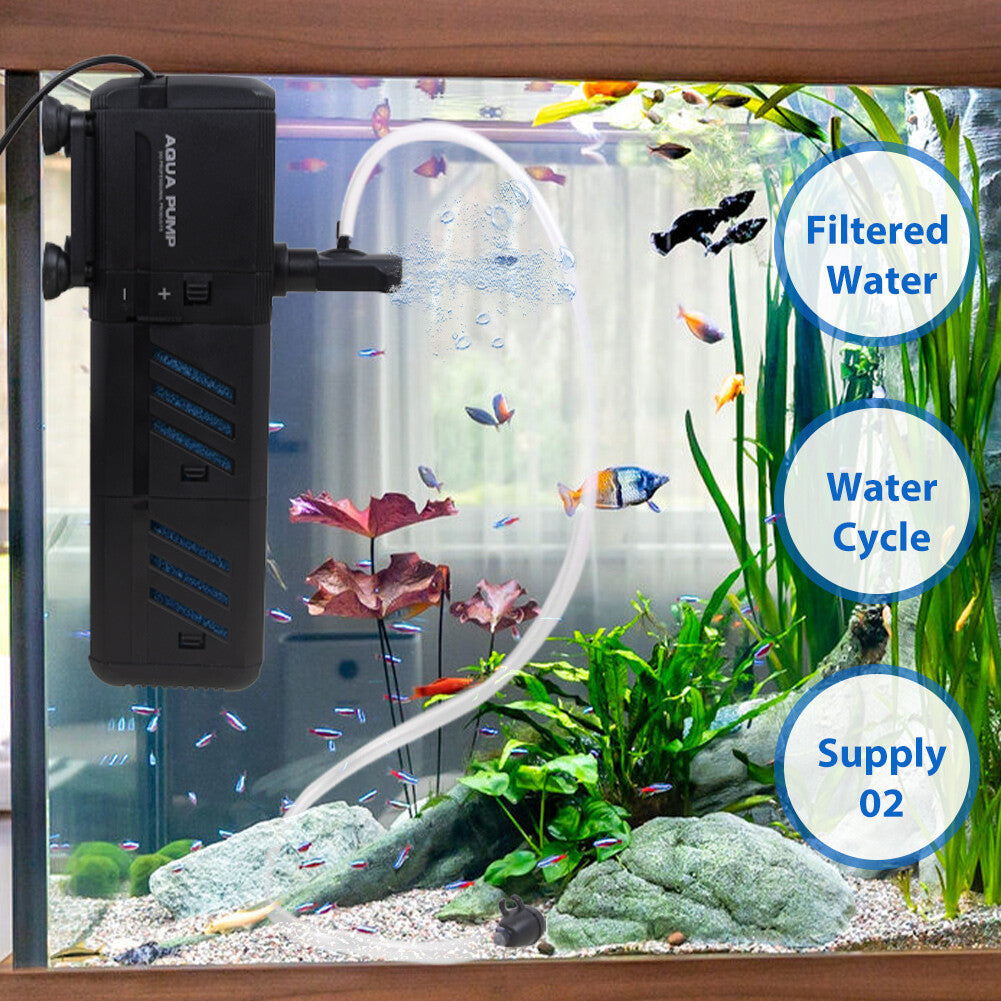 4 En 1 Aquarium réservoir de poisson filtre pompe d'eau filtre de purificateur interne