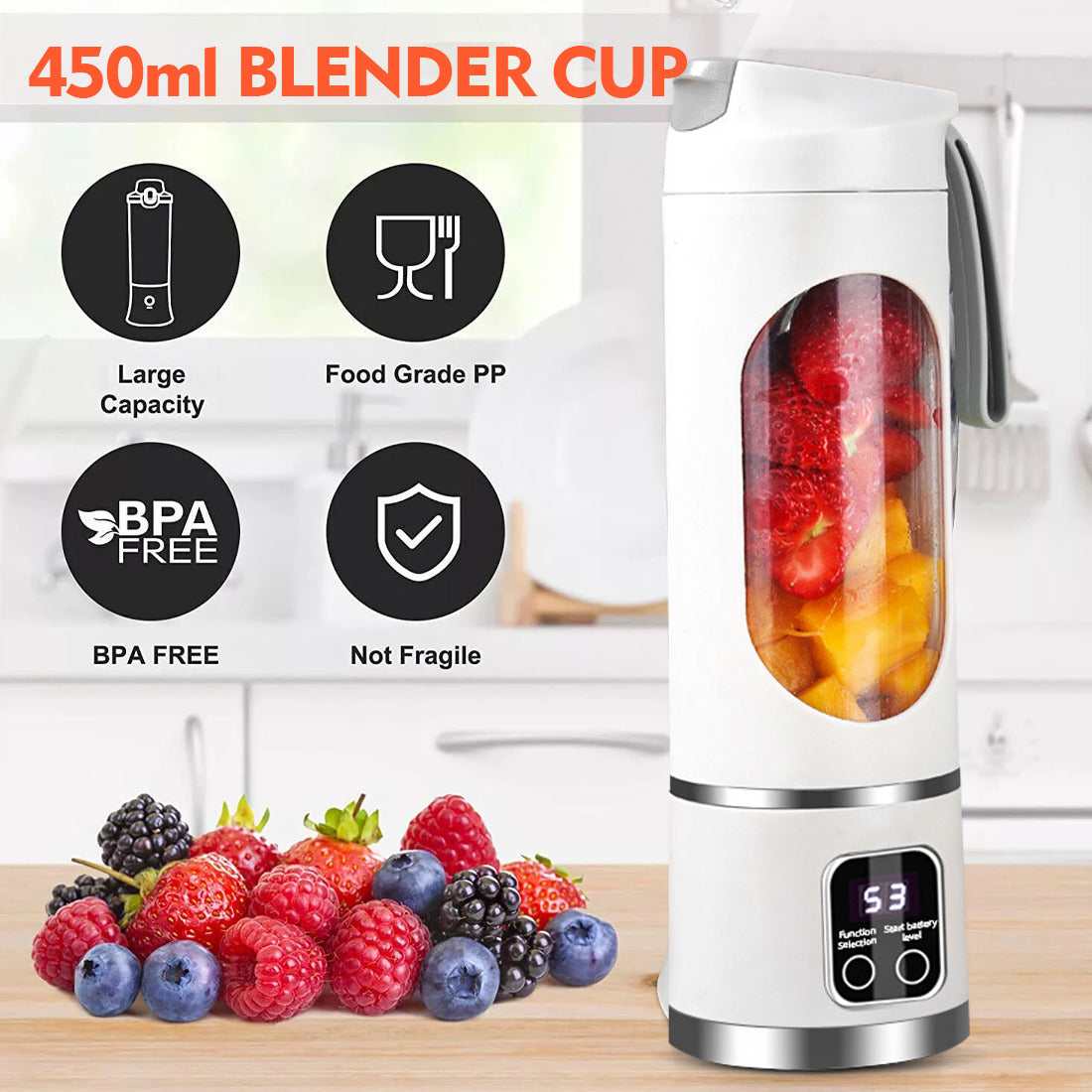 Portable USB Rechargeable Juicer Cup Mélangeur de mélangeur électrique Smoothie Maker 450ml
