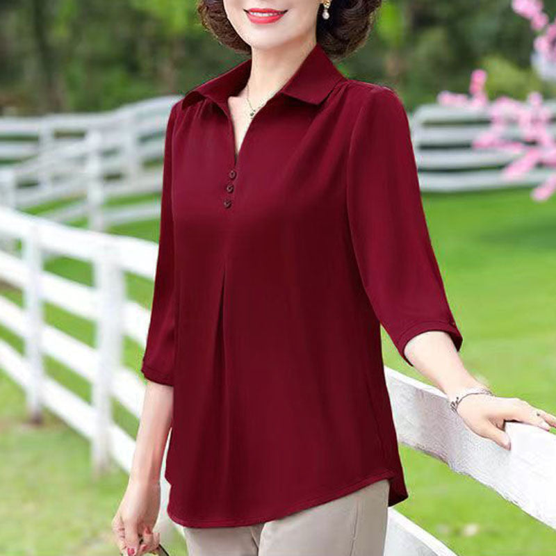 Été Blouse pour femmes de couleur solide Top