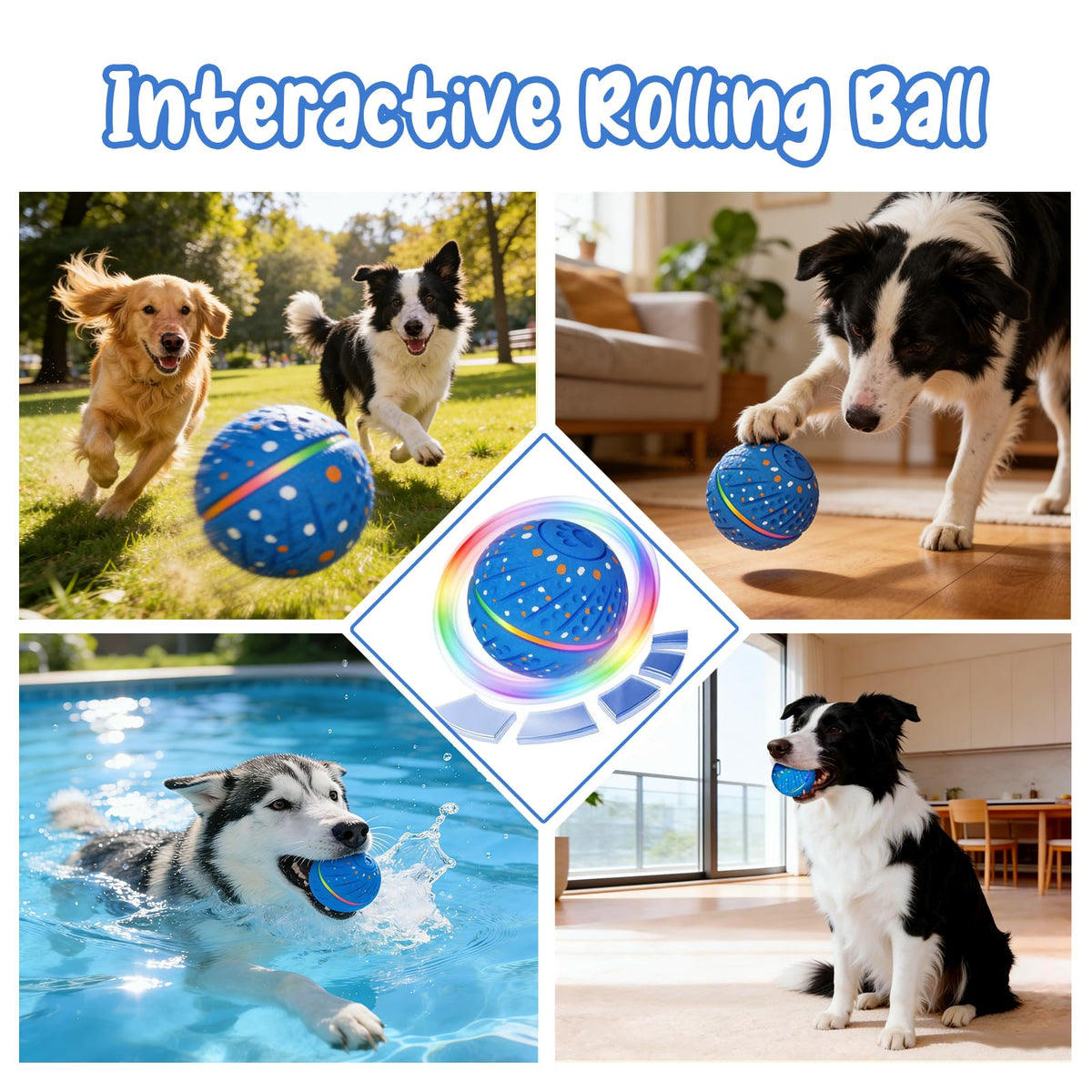 Ballon de chien interactif Mouvement automatique activé 3 modes Mouvement activé Rolling & Bouncin