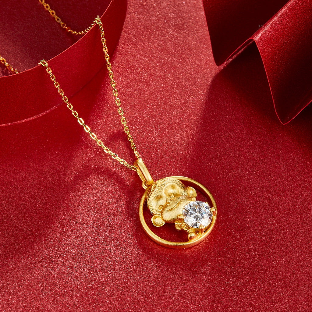 S925 Argent Sterling plaqué or 1ct D Couleur VVS1 Moissanite Collier Singe 5.4g Chinois
